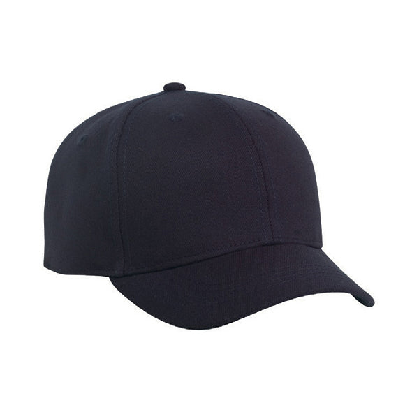The Pacific Headwear Wool Fitted Combo Umpire Hat (UN7 / 851U) features a classic black wool crown and curved brim, displayed at a slight angle against a white background.
