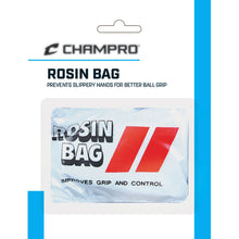The Champro Sports A020 Rosin Bag features blue and red accents and helps prevent slippery hands for better grip and improved ball control.