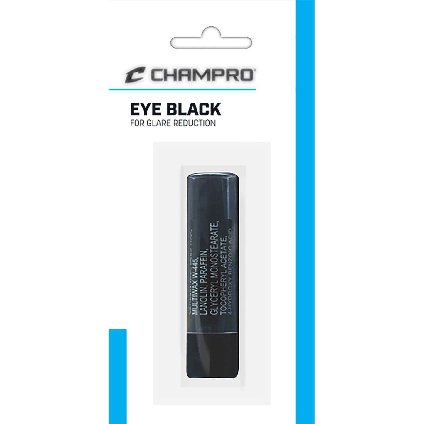 Champro Sports Champro Eye Black: A026 reduces glare during outdoor sports. Includes a black stick in clear plastic packaging with blue and white accents.