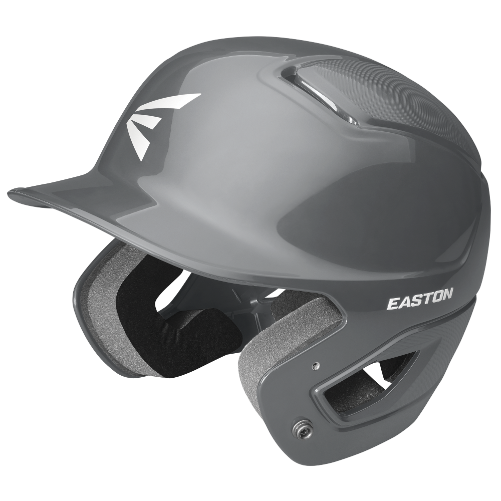 A close-up of the Easton Alpha Solid Batting Helmet (8068537) showcases its sleek Easton design and exact sizing.