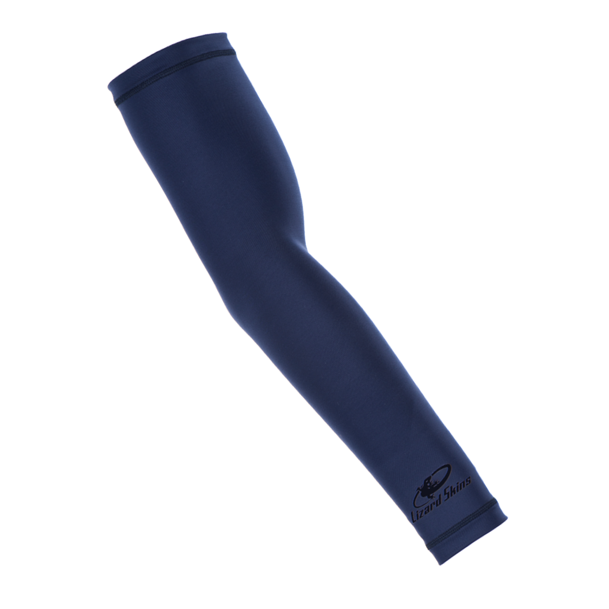 The Lizard Skins Performance Arm Sleeve ARMS5000 in navy, featuring the Lizard Skins logo near the wrist, is a youth compression sleeve for comfort and support, shown on a plain white background.