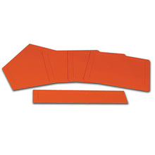 The Champro Sports Throw Down Rubber Bases (Set of 5): B023B includes five flat orange plates—home plate, three bases, and a pitcher’s rubber—ideal for baseball or softball practice. Brand: Champro Sports.