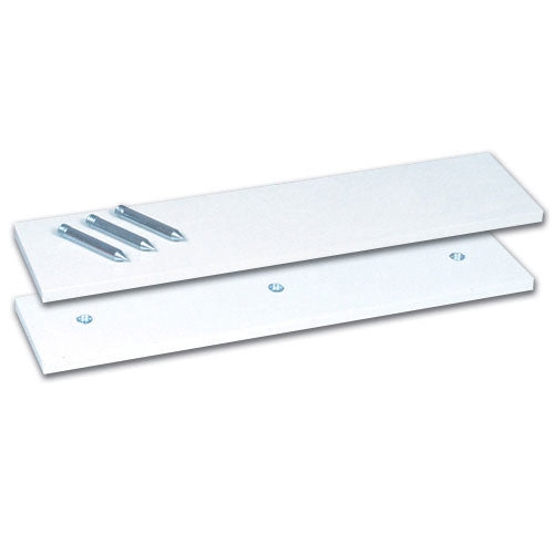 The Champro 3 Spike Pitcher's Rubber (B040) by Champro Sports features a top rectangular plate with three protruding steel spikes and a flat bottom plate with three screw holes for secure installation.