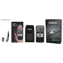 The Pocket Radar Ball Coach Radar (PR1000-BC) by Pocket Radar includes a radar gun with 93 mph display, carrying case, wrist strap, two AAA batteries, quick start guide, and box—perfect for athletes to measure ball speed and improve training.
