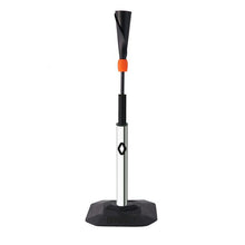 The Bownet ProMag Lite Batting Tee (BN-PROMAG LITE) by Bownet features a black rubber base, silver/black adjustable stem, orange ring, and black cone-shaped top—ideal for practice and inspired by the ProMag™ Tee Lite design.