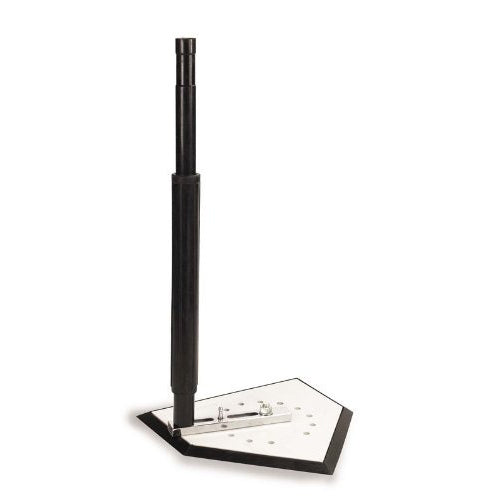 The Athletic Specialties 13 Position Batting Tee (BTRP) features a black, adjustable, heavy-duty rubber stand on a white, home plate-shaped base—perfect for baseball or softball batting practice.