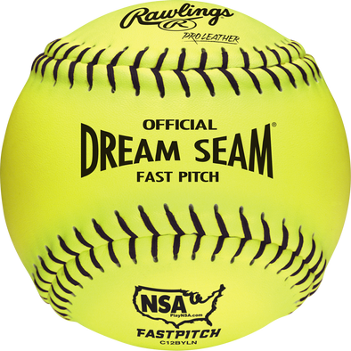 Rawlings NSA Dream Seam 12" 47/375 Leather Fastpitch Softballs: C12BYLN