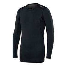 The Champro Sports Cold Weather Compression Long Sleeve Crewneck (CWCJ1) is a black, heavyweight brushed athletic shirt with a fitted design, minimal stitching, and a small left shoulder logo, shown on a white background.