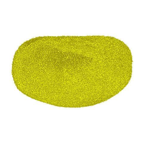 A yellow, oval Rip It Chin Cup for Defense Softball Fielder's Mask (DGCHIN)—with a fine, textured finish—resembles flocking powder or glitter padding and is shown against a white background.