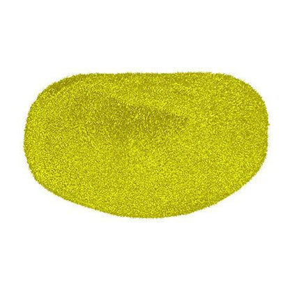 A yellow, oval Rip It Chin Cup for Defense Softball Fielder's Mask (DGCHIN)—with a fine, textured finish—resembles flocking powder or glitter padding and is shown against a white background.