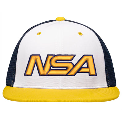 NSA Classic Series Navy Gold Flex Fit Hat: ES341-WHNVGD