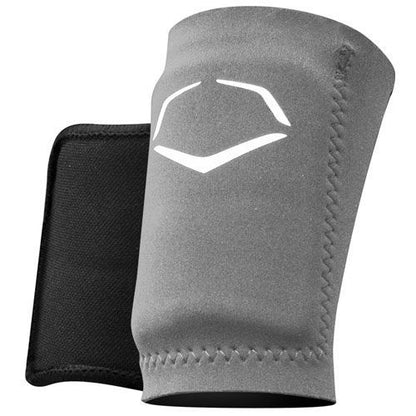 The EvoShield A150 Wrist Guard is a gray and black neoprene compression sleeve featuring visible stitching and a white geometric logo, designed to support and protect your wrist during activity.