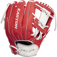 The Easton Future Elite 11" Baseball Glove (FE11-RDWH) is a red and white youth glove with "Easton" in white letters and "Team Elite Series" near the wrist, shown on a plain white background.