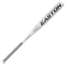 The 2022 Easton Ghost Youth -11 Fastpitch Softball Bat (FP22GHY11) features a white and gray design, bold black EASTON barrel lettering, GHOST near the handle, a gray grip, and durable ALX50 aluminum construction.
