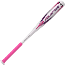 The 2023 Easton Pink Sapphire (-10) Fastpitch Softball Bat (FP22PSA) features a silver ALX50 Alloy barrel, pink grip, and striking accents—a standout design from Easton’s Diamond Gem collection.