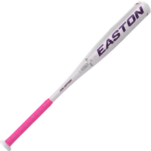 The 2023 Easton Pink Sapphire (-10) Fastpitch Softball Bat (FP22PSA) features a white and pink design, pink grip, purple lettering, and durable ALX50 Alloy construction. The model name "Pink Sapphire" appears on the barrel.