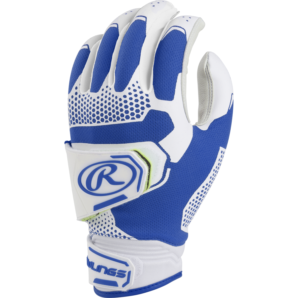 The Rawlings Workhorse Pro Women's Batting Gloves (FP2PBG) feature IMPAX padding, a Velcro strap, and the Rawlings logo—perfect for baseball or softball.