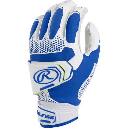 The Rawlings Workhorse Pro Women's Batting Gloves (FP2PBG) feature IMPAX padding, a Velcro strap, and the Rawlings logo—perfect for baseball or softball.
