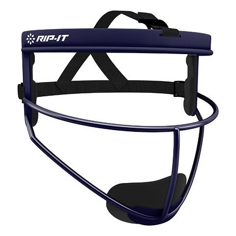 The Rip It Defense Pro Softball Fielder's Mask: DGBO combines safety and comfort with black adjustable straps, metal face bars, and a padded chin cup—all in a stylish design from Rip It.