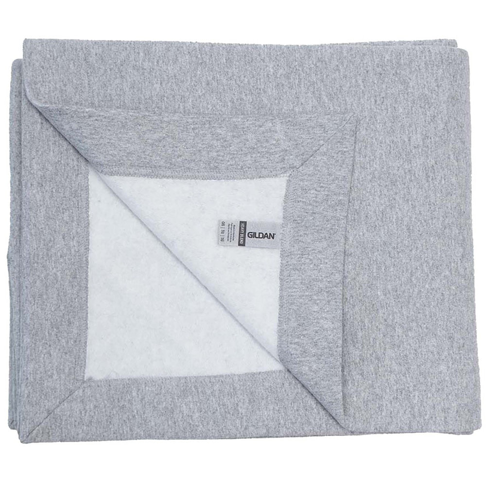 The DSG Apparel National Softball Association EST 1982 Fleece Stadium Blanket features a light gray sublimation design with a white underside—ideal for staying cozy at games.