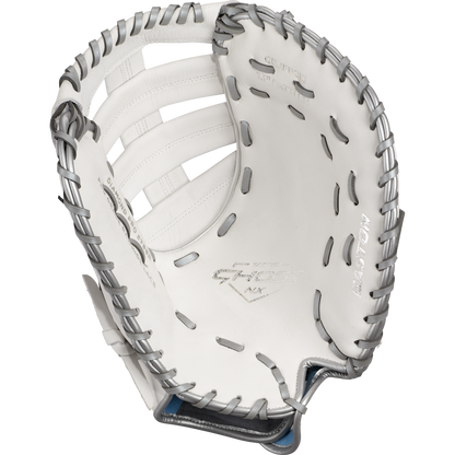The Easton Ghost NX 13" Fastpitch First Base Mitt (GNXFP313) by Easton is shown on a white background, crafted from premium Diamond Pro Steer leather for top fastpitch glove performance.