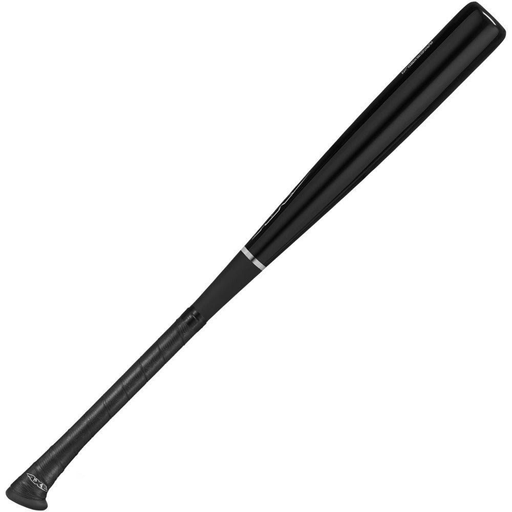The AXE Pro Maple Youth Wood Baseball Bat: L116J by AXE features a big-barrel profile, textured grip handle, and glossy black finish, shown on a white background.