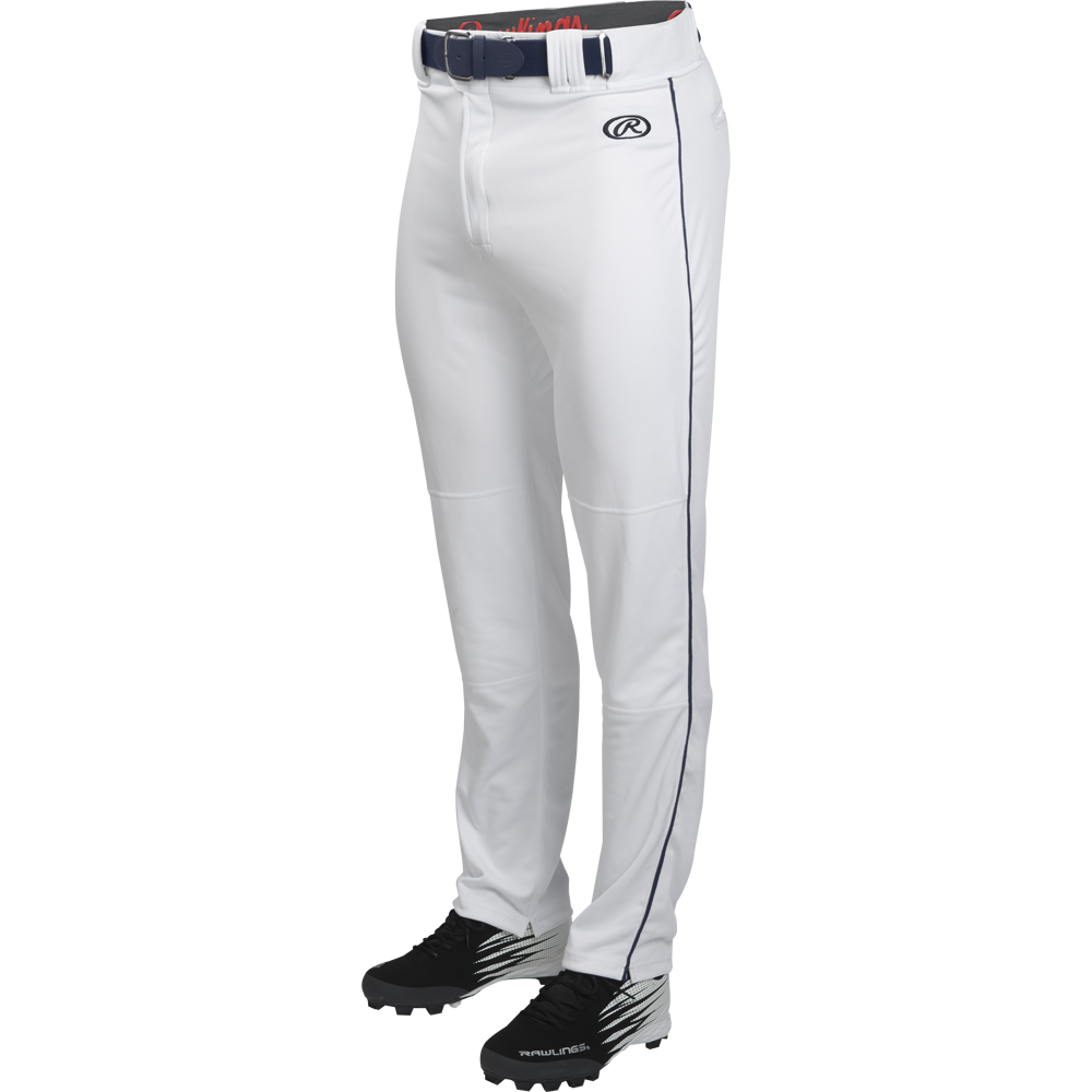 Rawlings Launch LNCHSRP Adult Piped Baseball Pant - White/Navy - Small