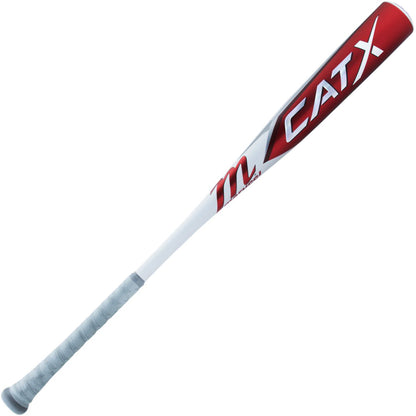 A close-up of the Marucci 2023 CATX (-3) BBCOR Baseball Bat (MCBCX) highlights its innovative liquid-gel knob, designed for players who want maximum comfort and control.