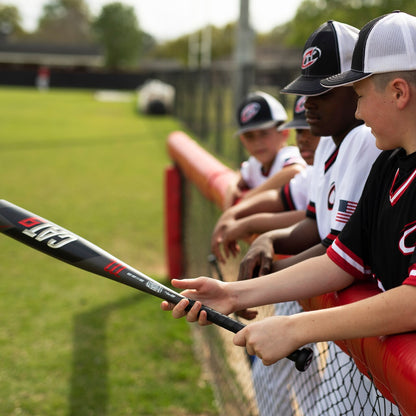 A group of kids holding a Marucci 2021 CAT9 (-8) 2 3/4" USSSA Baseball Bat: MSBC98 (USED).