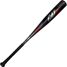 A used 2021 Marucci CAT9 (-8) 2 3/4" USSSA Baseball Bat (MSBC98) by Marucci, in black with red accents and a textured grip, is displayed on a white background. This one-piece alloy bat is designed for Senior League play.