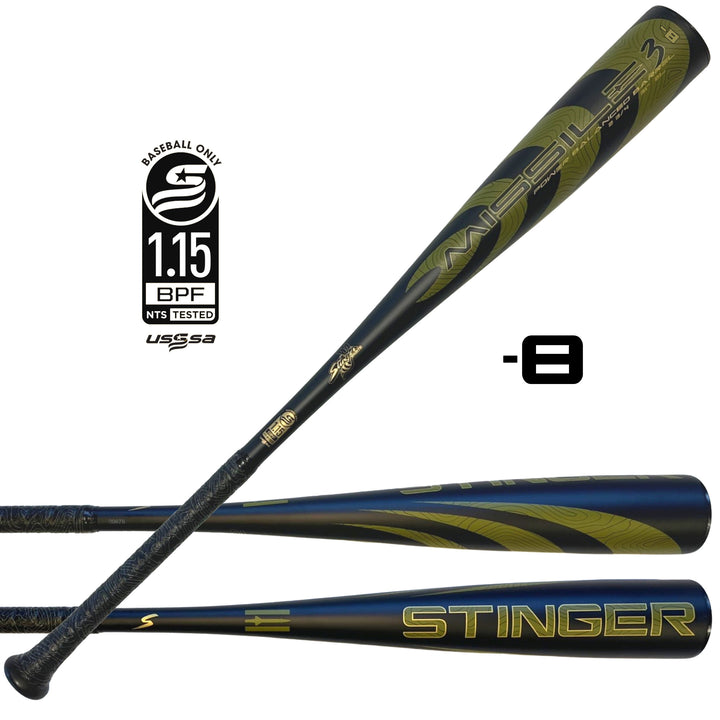 2023 Stinger Missile 3 -8 (2 3/4") USSSA Baseball Bat: MISSILE38