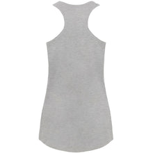 A National Softball Association NSA Softball Script Racerback Tank Top by DSG Apparel in plain light gray is shown from the back, laid flat on a white background.