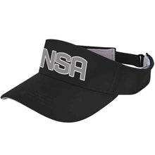 The Champro Sports NSA Classic Series Visor: HV6 is a black cap featuring “NSA” for the National Softball Association in large white block letters across the front.