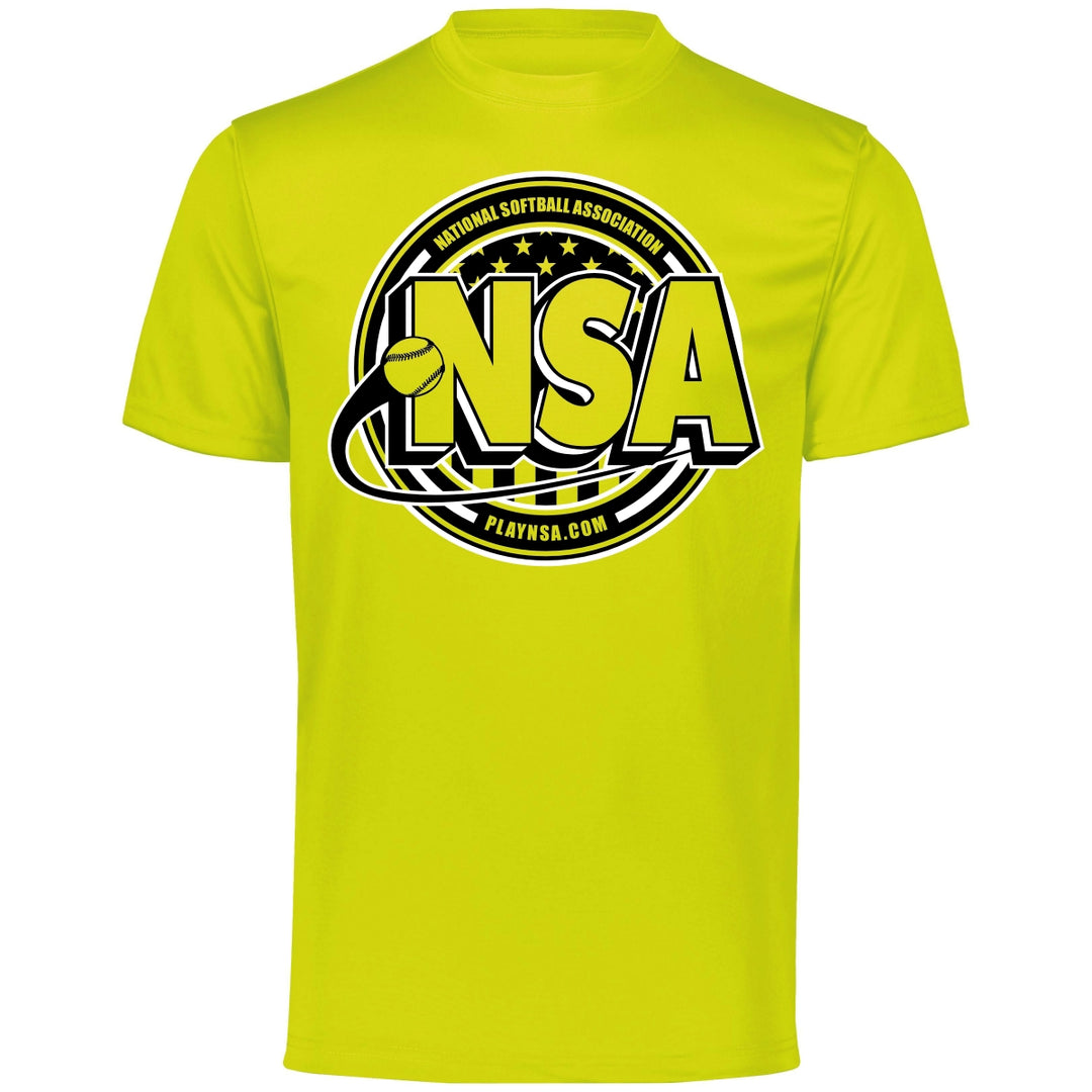 National Softball Association NSA Dry Fit Optic Yellow Short Sleeve Shirt