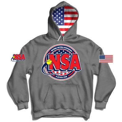 National Softball Association NSA USA Flag Graphite Hoodie