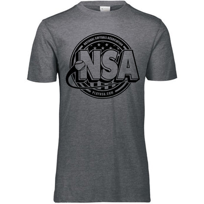 The DSG Apparel National Softball Association NSA Tone Tri Blend Short Sleeve Shirt offers fans a comfortable, classic grey tee with a stylish logo—perfect for showing support.
