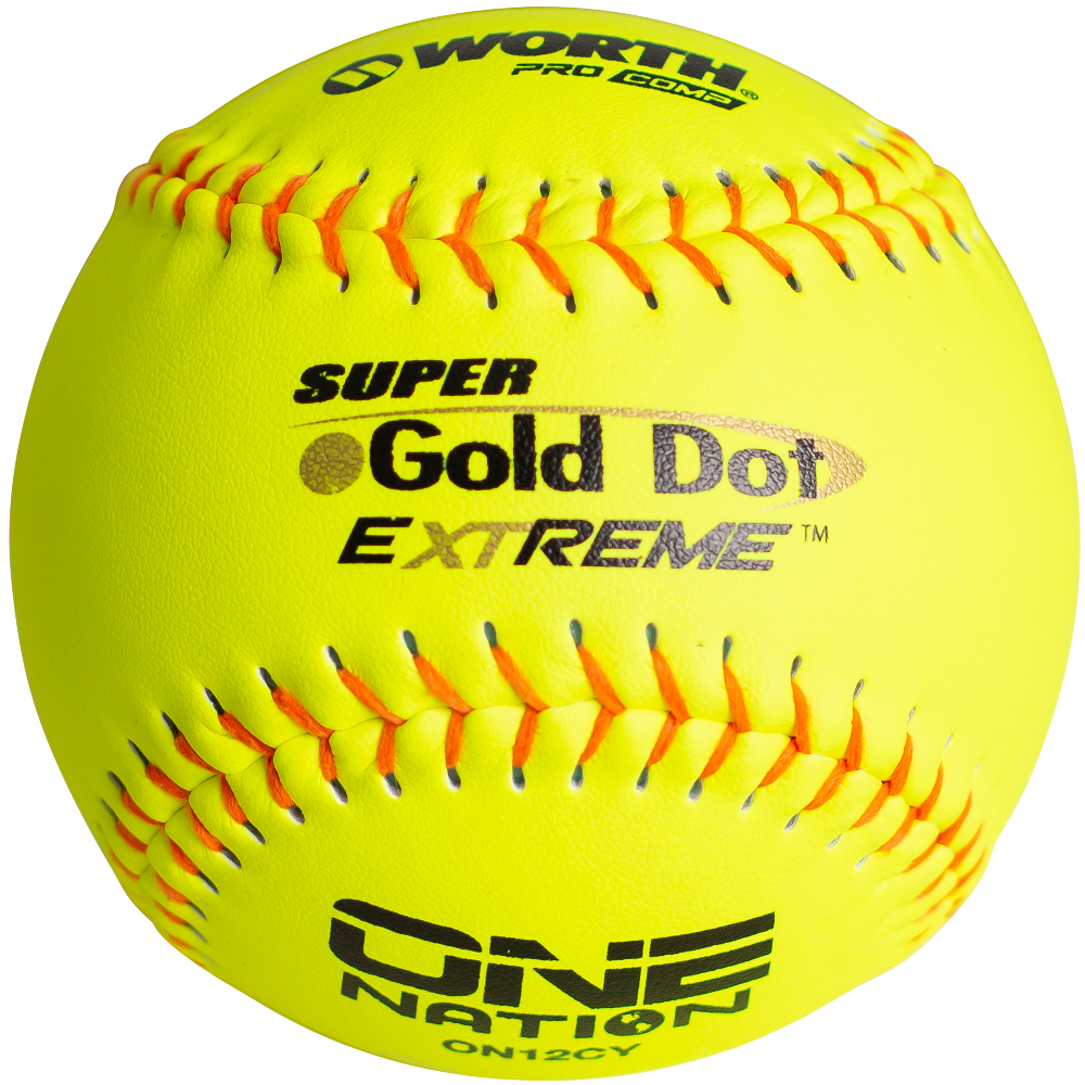 Worth One Nation Super Gold Dot Extreme 12" 44/400 Composite Slowpitch Softballs: ON12CY