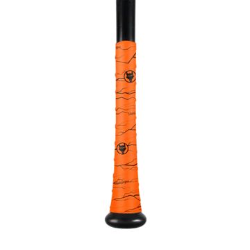 A black-handled bat featuring VukGripz Bat Grip Tape by VukGripz for optimal grip.