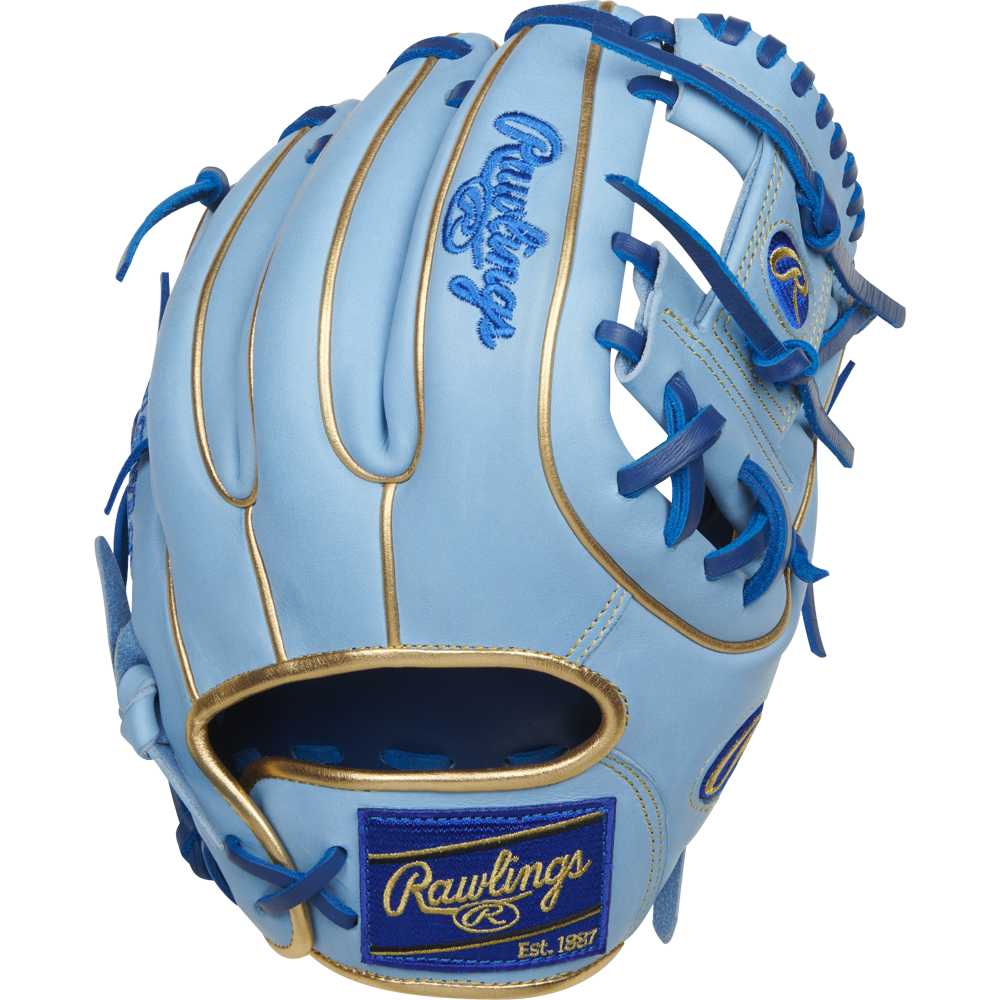 The Rawlings Heart of the Hide R2G ContoUR 11.25" Baseball Glove (PROR312U-2R) features elegant gold trim, making it an ideal infield glove.