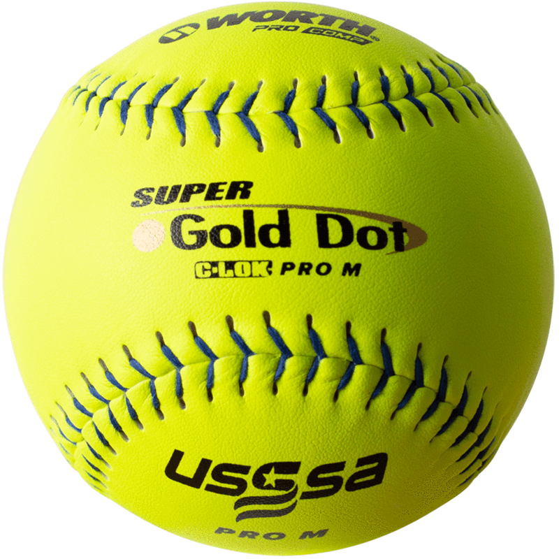 Worth USSSA Super Gold Dot Pro M 12" 44/375 Composite Slowpitch Softballs: UM12CY