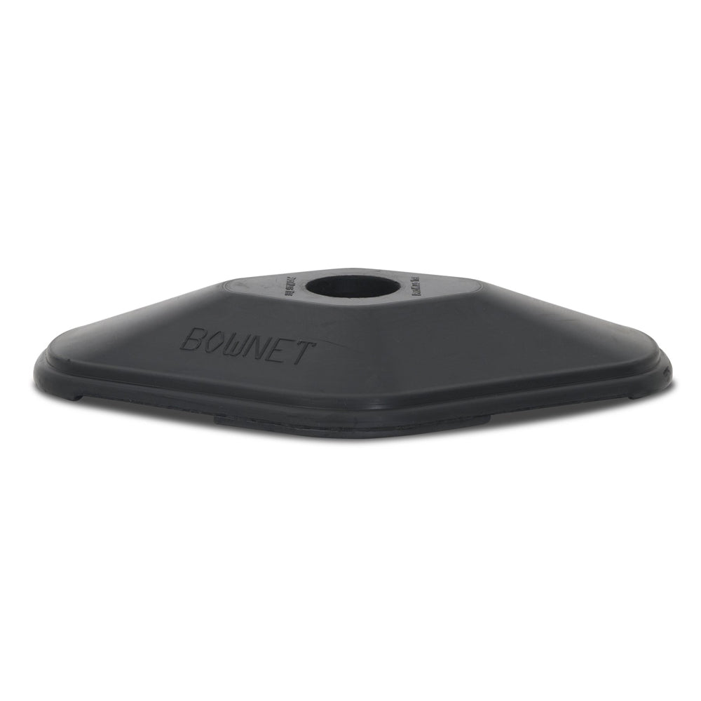 The Bownet ProMag Batting Tee (BN-PROMAG TEE) features a black, rubber, hexagonal base with a central hole and "BOWNET" embossed on the side.