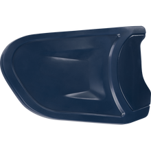 A dark blue Rawlings Batting Helmet Extension (Jaw Guard): REXT, featuring a contoured plastic design, is displayed against a plain white background.