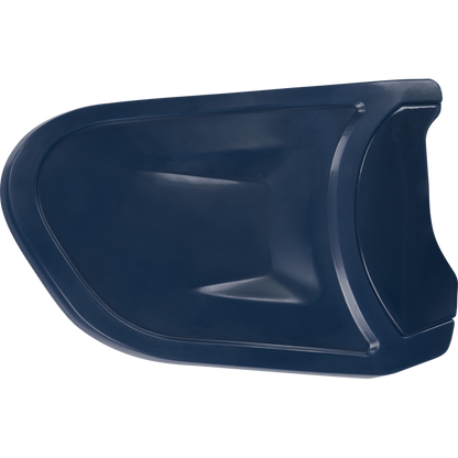 A dark blue Rawlings Batting Helmet Extension (Jaw Guard): REXT, featuring a contoured plastic design, is displayed against a plain white background.