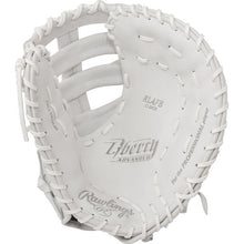 The Rawlings Liberty Advanced 13" Fastpitch First Base Mitt (RLAFB) is a white glove with white laces, designed for professional fastpitch players.