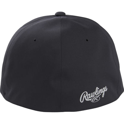 The Rawlings Gold Collection Black Flex Fit Hat (RSGLH-B) features a fitted black design with the white Rawlings logo and emblem on the lower right back—a stylish hat from Rawlings.
