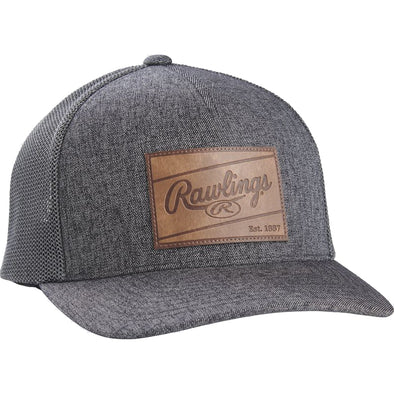 Rawlings Leather Patch Gray Snapback Hat: RSGLPH-GR