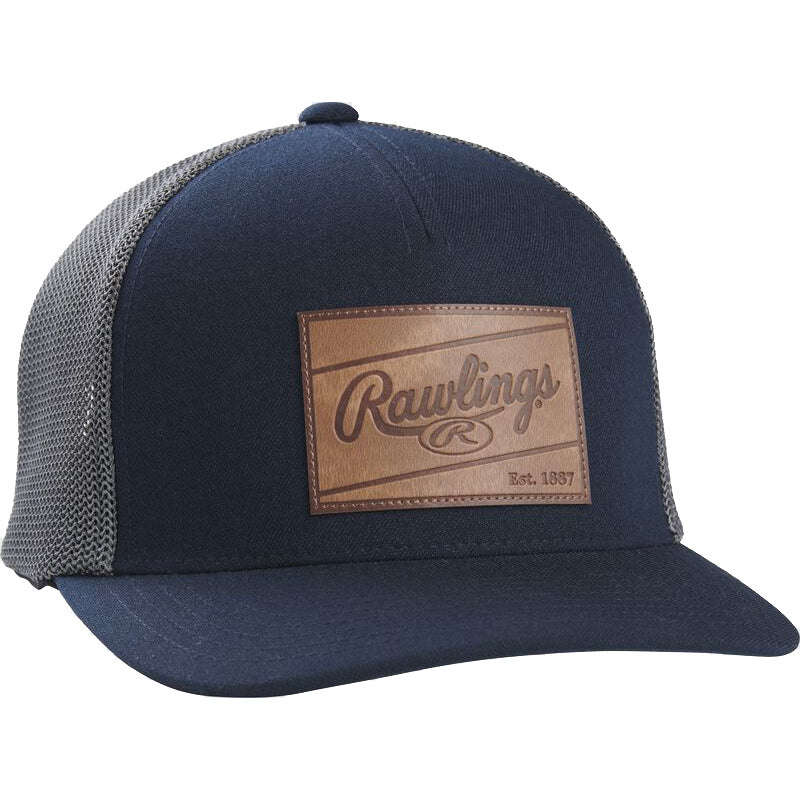 Rawlings Leather Patch Navy Snapback Hat: RSGLPH-N