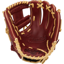 The Rawlings Sandlot 11.5" Baseball Glove (S1150IS) features a brown and tan design with visible stitching and embossed Rawlings logos, shown open with the palm facing up.