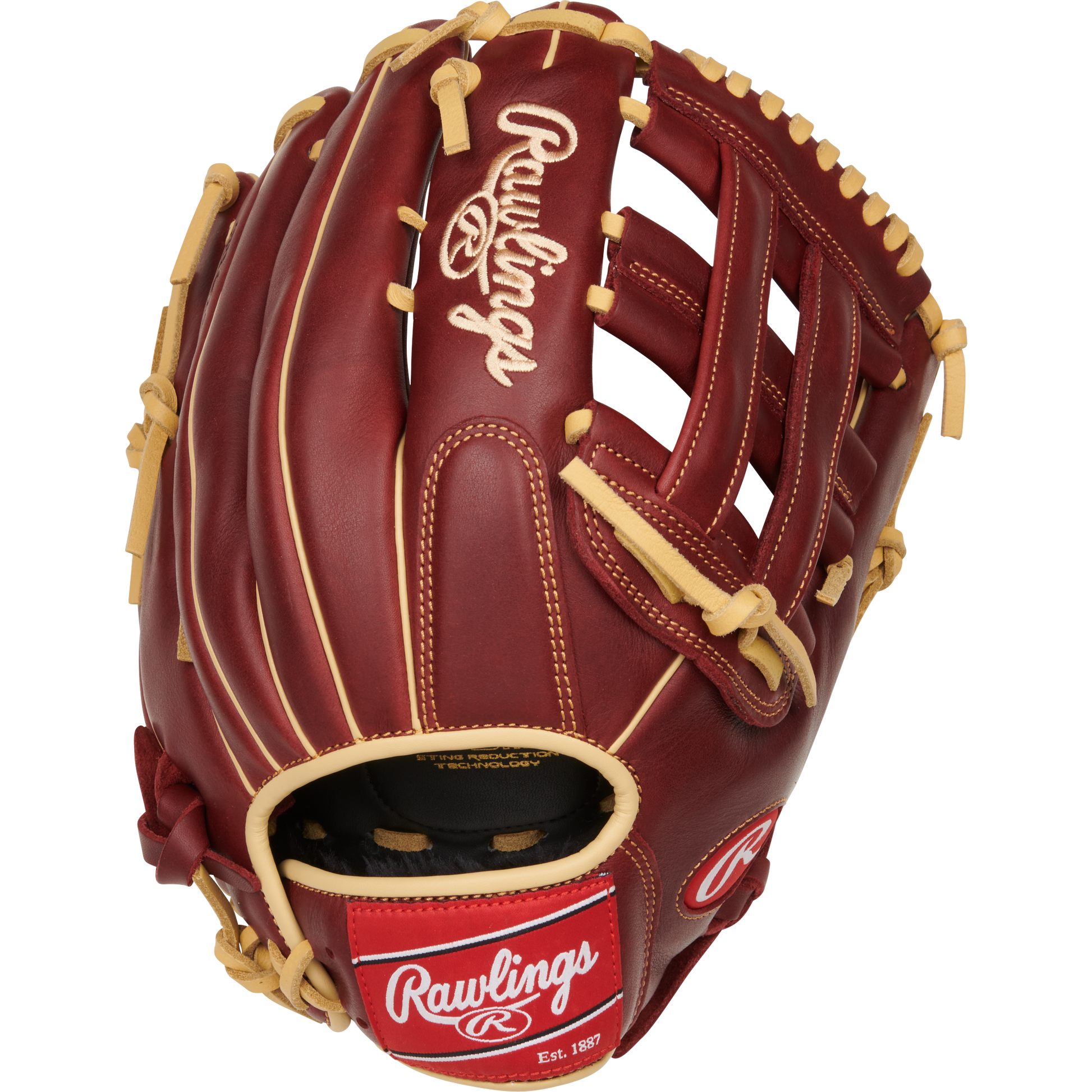 A Rawlings Sandlot 12.75" Baseball Glove (S1275HS) in brown oiled leather, featuring tan laces and white Rawlings branding on the glove and wrist patch, is displayed against a plain white background.
