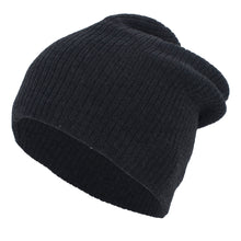 The NSA Outline Series Slouchy Beanie (SB02-DKHTR) by Pacific Headwear features a ribbed knit design in black, with the NSA logo outlined, shown on a white background.